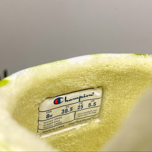 Champion NWT Plush Lemon Cloud Slipper Slides Green Tie Dye Blue Size 8 - Picture 6 of 13